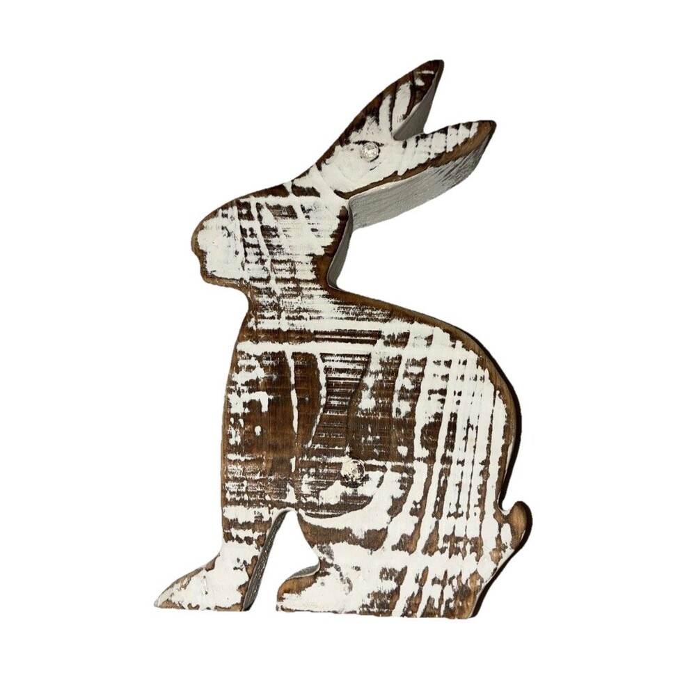 7x3.5 Wood Handmade Figurine Bunny Decor